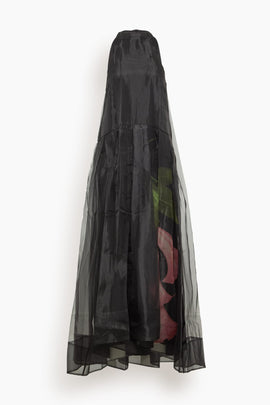Laney Dress in Trumpet Flower Black
