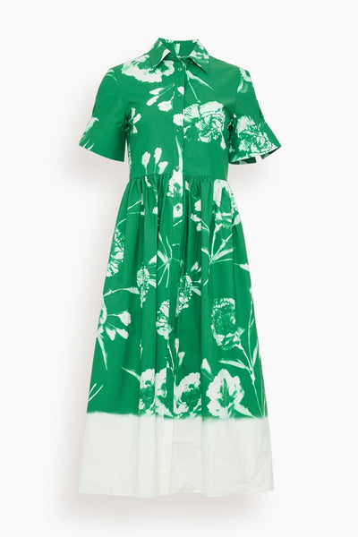 Short Sleeve Shirt Dress in Carnation Cyanotype Clover