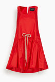 Simone Rocha Tapered Back Peplum Mini Dress in Red/Taupe