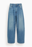 R13 Pleated Waistband Jean in Concrete Blue