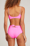 Lemlem Swimwear Lena High Waisted Bikini Bottom in Bright Pink