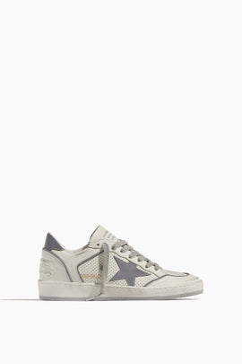 Ball Star Sneaker in White/Silver