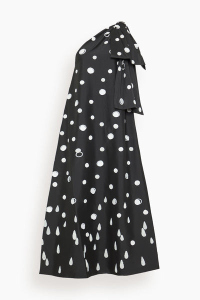 Winnie Midi Dress in White Polka Rain