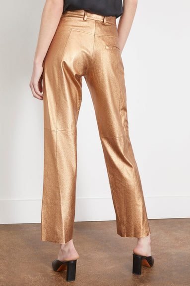 Forte Forte Pants Laminated Nappa Leather Straight Leg Pants in Bronze Forte Forte Laminated Nappa Leather Straight Leg Pants in Bronze