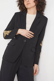 Forte Forte Jackets Embroidery Stretch Crepe Cady Jacket in Nero Forte Forte Embroidery Stretch Crepe Cady Jacket in Nero