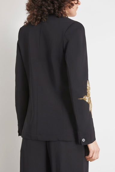 Forte Forte Jackets Embroidery Stretch Crepe Cady Jacket in Nero Forte Forte Embroidery Stretch Crepe Cady Jacket in Nero
