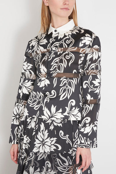 Sacai Tops Floral Print Rugby Shirt in Black Sacai Floral Print Rugby Shirt in Black