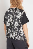 Sacai Tops Floral Print Cotton Jersey T-Shirt in Black Sacai Floral Print Cotton Jersey T-Shirt in Black