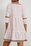 Lemlem Casual Dresses Hanna Flutter Dress in Kesiti Pink Lemlem Hanna Flutter Dress in Kesiti Pink