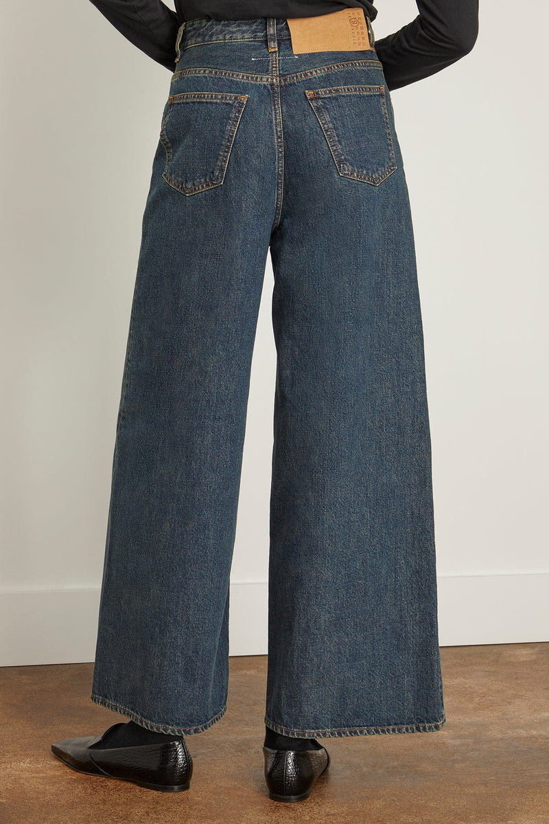 MM6 Maison Margiela Wide Leg Jean with Drawstring in Denim