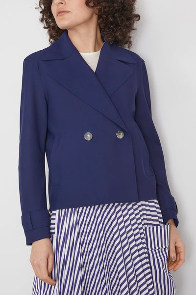 Harris Wharf Jackets Cropped Scuba Peacoat in Ink Harris Wharf Cropped Scuba Peacoat in Ink