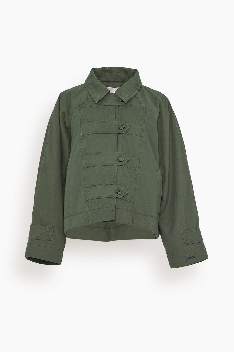 Sea Jackets Samaka Garment Dye Long Sleeve Jacket in Thyme