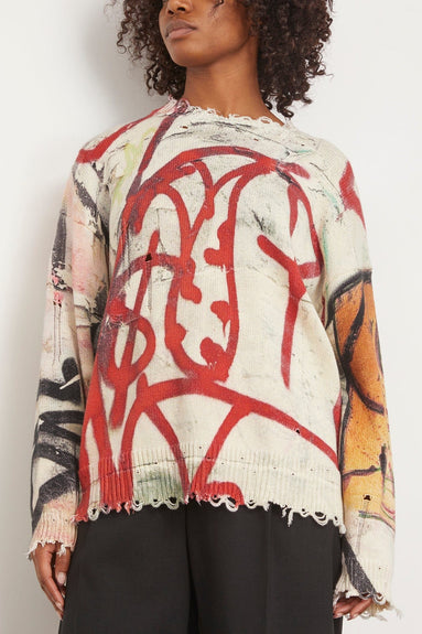 R13 Sweaters Mercer Street Oversized Graffiti Sweater in Mercer R13 Mercer Street Oversized Graffiti Sweater in Mercer