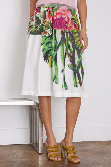 Marni Skirts Mystical Bloom Print Poplin Skirt in Lily White Marni Mystical Bloom Print Poplin Skirt in Lily White
