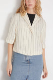 Loulou Studio Tops Lago Cropped Shirt in Ivory/Black Loulou Studio Lago Cropped Shirt in Ivory/Black