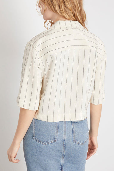 Loulou Studio Tops Lago Cropped Shirt in Ivory/Black Loulou Studio Lago Cropped Shirt in Ivory/Black