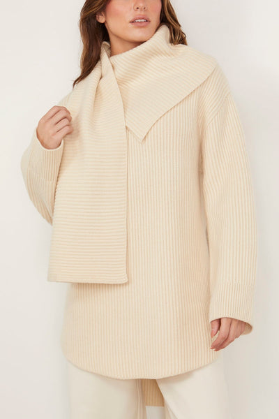 Toteme Sweaters Long Scarf Knit Sweater in Off White Toteme Long Scarf Knit Sweater in Off White