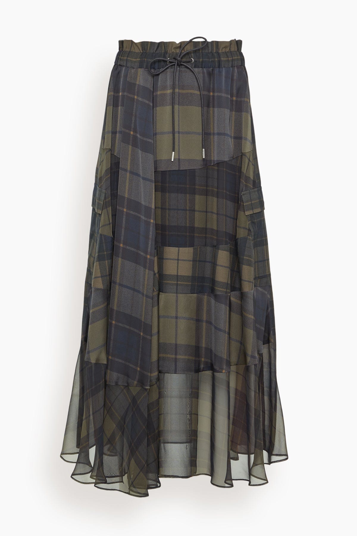 Sacai Plaid Print Skirt in Khaki x Navy – Hampden Clothing