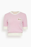 Marni Short Sleeve Crewneck Sweater in Pink Gummy