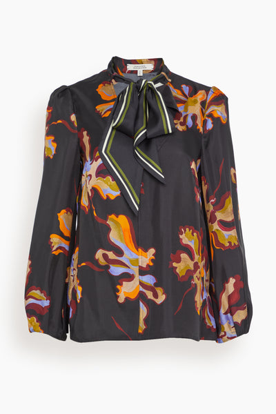 Floral Seductive Blouse in Flame All Over Print