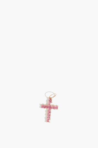 Vintage La Rose Necklaces Pink Tourmaline Cross Pendant in 14k Yellow Gold