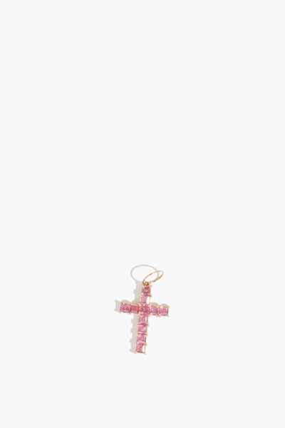 Vintage La Rose Necklaces Pink Tourmaline Cross Pendant in 14k Yellow Gold