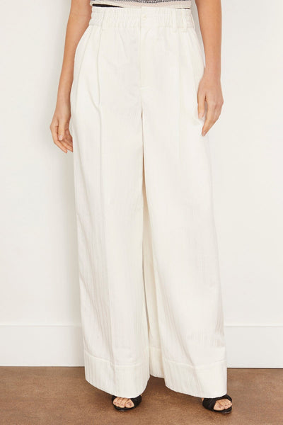 Christopher John Rogers Pants Embroidered Elastic Waist Jumbo Trouser in Marshmallow Christopher John Rogers Embroidered Elastic Waist Jumbo Trouser in Marshmallow