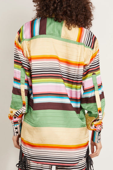 Christopher John Rogers Tops Cassette Stripe Jaquard Relaxed Shirt in Sesame Multi Christopher John Rogers Cassette Stripe Jaquard Relaxed Shirt in Sesame Multi