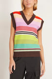 Christopher John Rogers Tops Pique Stitch Striped Vest in Rainbow Multi Christopher John Rogers Pique Stitch Striped Vest in Rainbow Multi