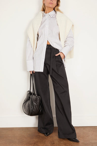 Rohe Tops Oversized Striped Shirt in White / Black Wide Stripe