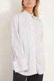 Rohe Tops Oversized Striped Shirt in White / Black Wide Stripe