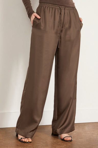 Rohe Pants Wide Leg Silk Trousers in Earth