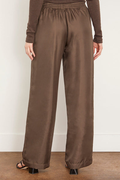 Rohe Pants Wide Leg Silk Trousers in Earth