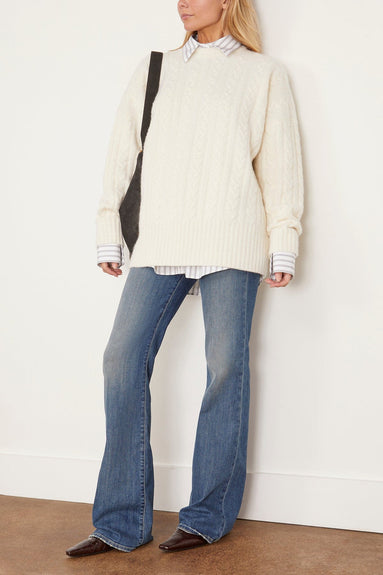 Rohe Sweaters Relaxed Fit Cable Jumper in Off White