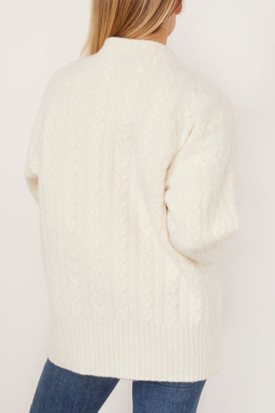 Rohe Sweaters Relaxed Fit Cable Jumper in Off White