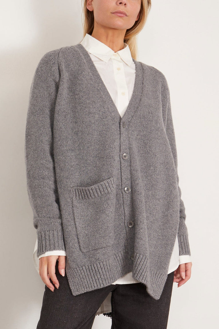 Tibi Sweaters Soft Sweaters Fringed Half Cardigan in Charcoal Tibi Soft Sweaters Fringed Half Cardigan in Charcoal