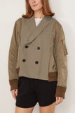 Sacai Jackets Suiting Bonding and Nylon Twill Jacket in Taupe Sacai Suiting Bonding and Nylon Twill Jacket in Taupe