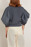 Sacai Sweaters Nylon Twill and Knit Cardigan in Blue Gray Sacai Nylon Twill and Knit Cardigan in Blue Gray