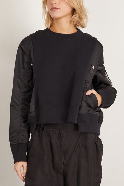 Sacai Sweatshirts Sponge Sweat x Nylon Twill Pullover in Black Sacai Sponge Sweat x Nylon Twill Pullover in Black