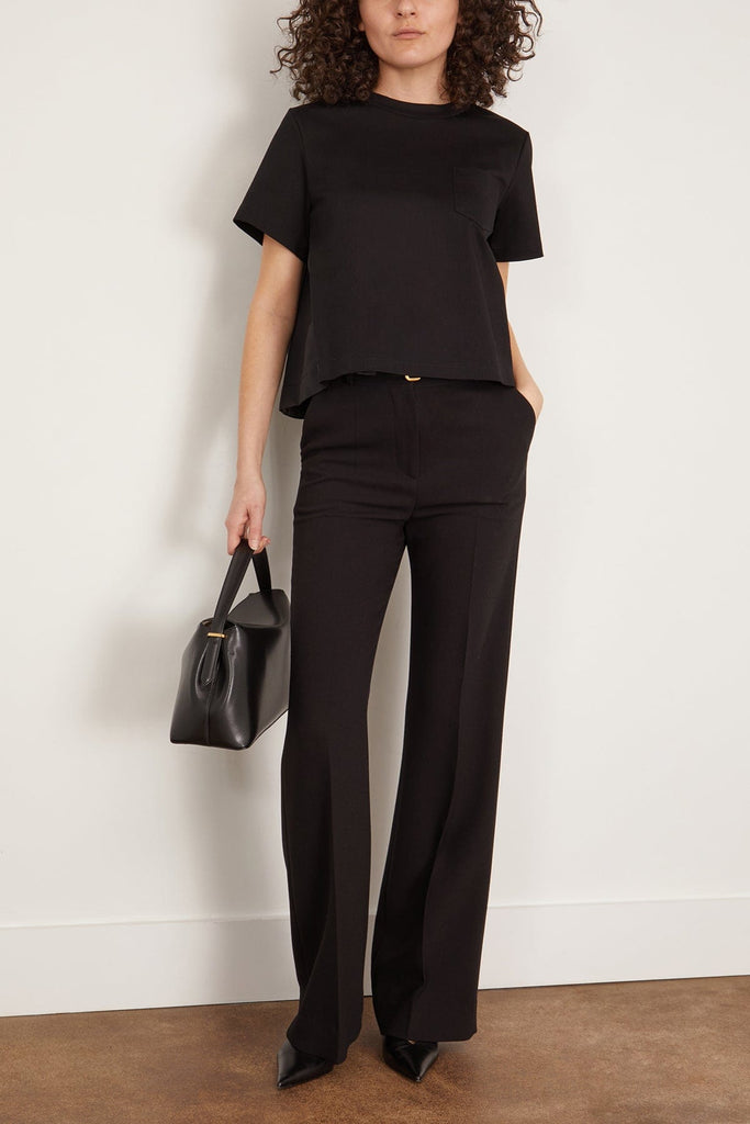 Sacai Nylon Twill Mix Cotton Jersey T-Shirt in Black