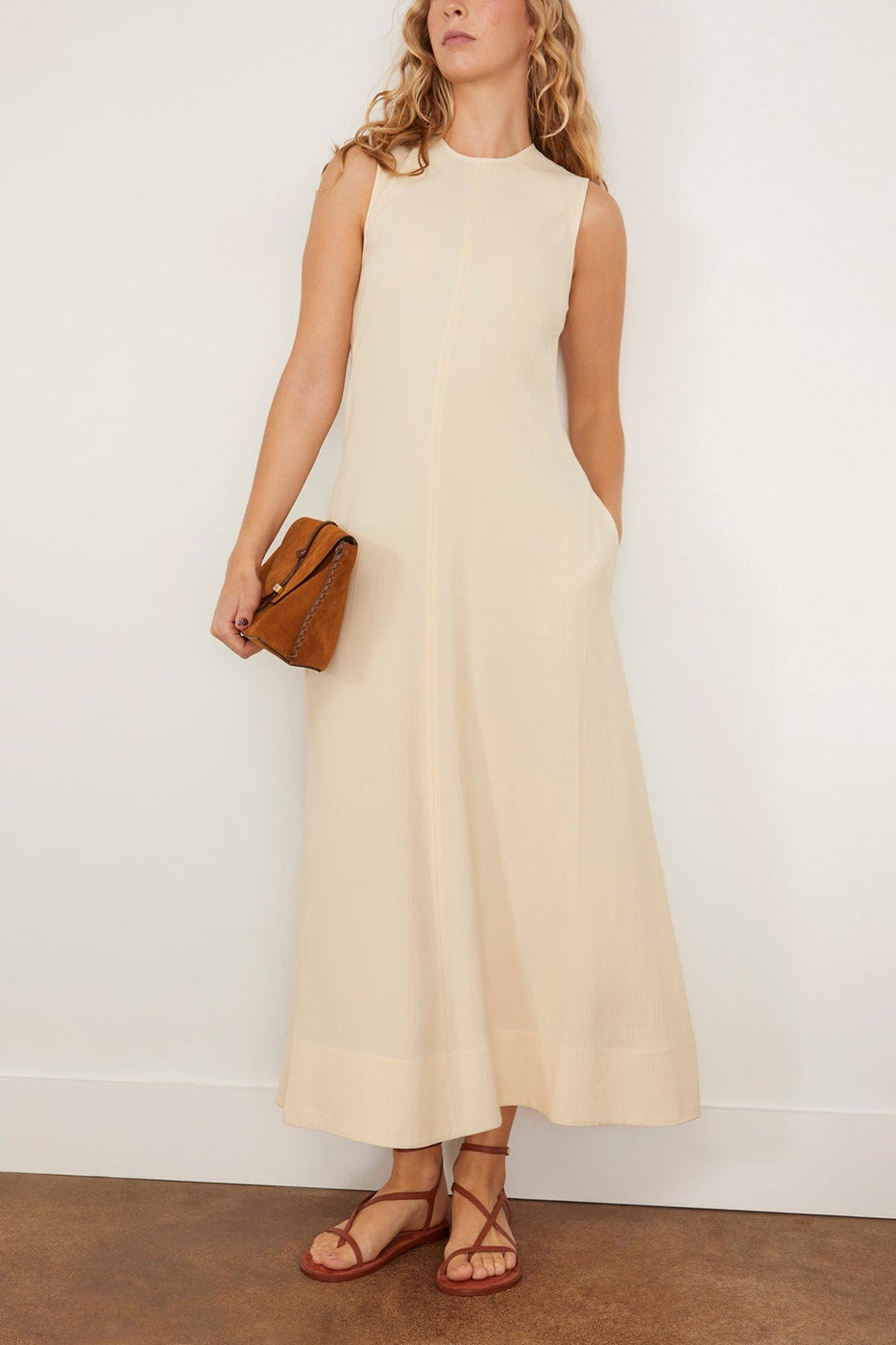 Toteme Woven Stripe Dress in Ecru Hampden Clothing Toteme Woven Stripe Dress in Ecru Hampden Clothing