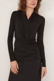 Toteme Overlapped Jersey Top in Black