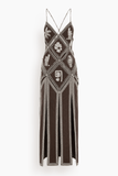 Alemais Leandra Corded Slip Midi Dress in Chocolate