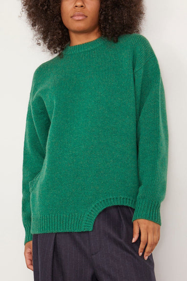 Tibi Sweaters Soft Lambswool Sweater With Cut Out Detail in Green