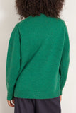 Tibi Sweaters Soft Lambswool Sweater With Cut Out Detail in Green