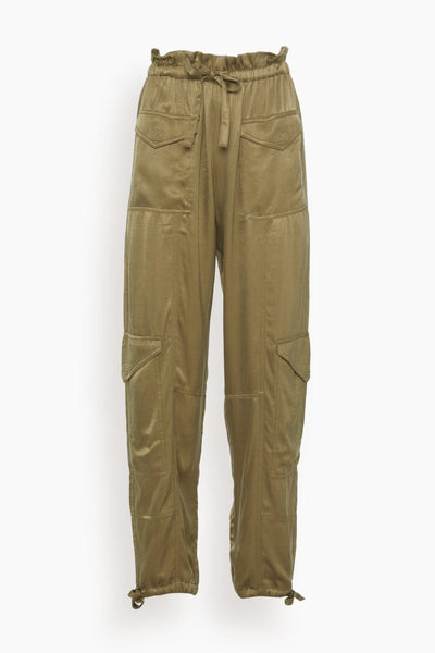 Washed Satin Pants in Aloe