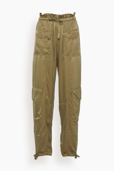Ganni Pants Washed Satin Pants in Aloe