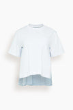 Sacai Denim x Cotton Jersey T-Shirt in Off White/Light Blue
