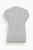 Loulou Studio Sweaters Sagar Short Sleeve Sweater in Grey Melange