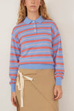 Guest In Residence Collegiate Stripe Polo in French Blue Combo